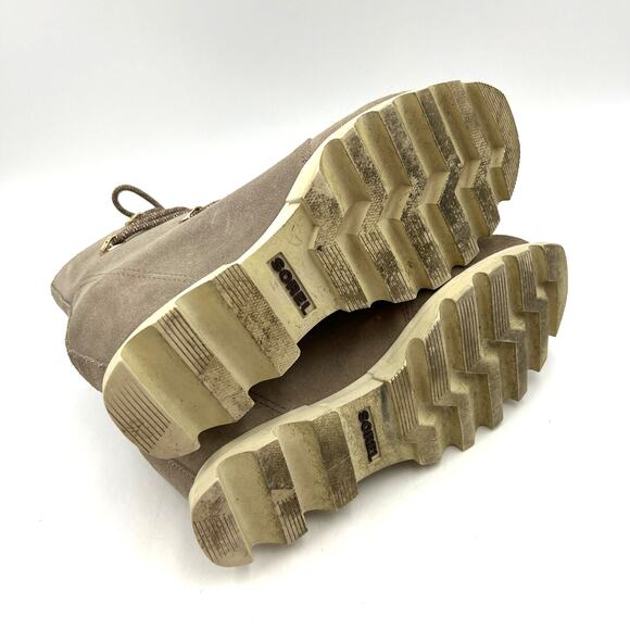 Sorel Joan of Arctic Wedge III Lace Boot Suede Ankle Bootie Gray Taupe - Picture 6 of 7